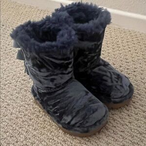 UGG Blue Faux Fur Boots with Bows